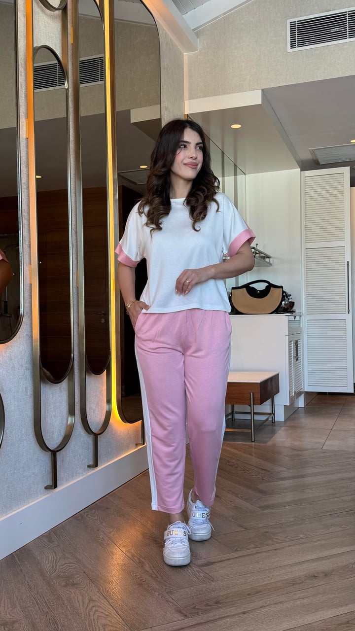 Soes Pembe Şeritli Modal İkili Takım