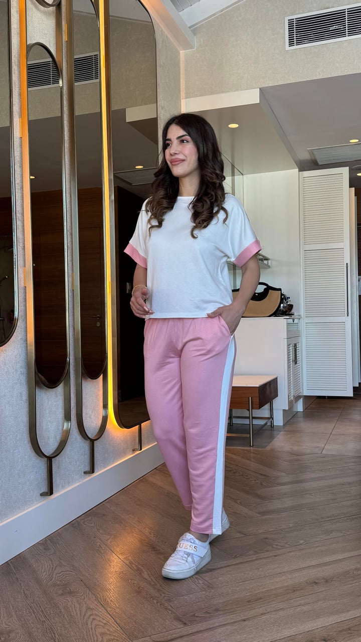 Soes Pembe Şeritli Modal İkili Takım