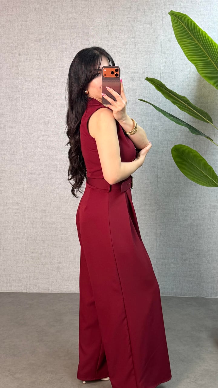 Soly Bordo Düğmeli Dabıl Tulum