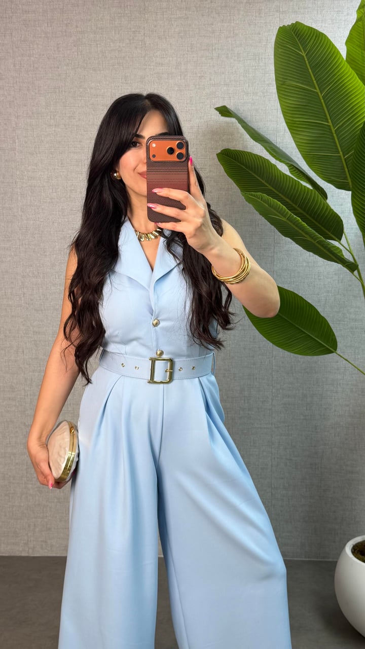 Soly Mavi Düğmeli Dabıl Tulum