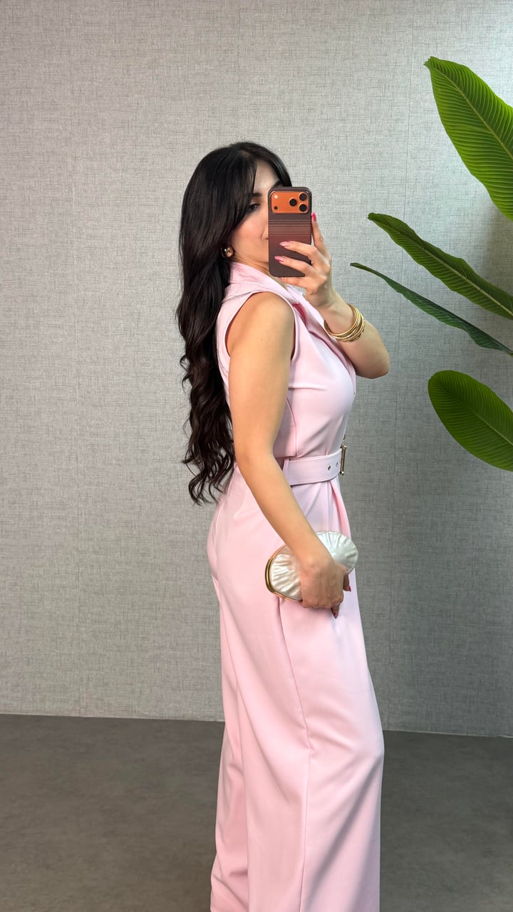 Soly Pembe Düğmeli Dabıl Tulum