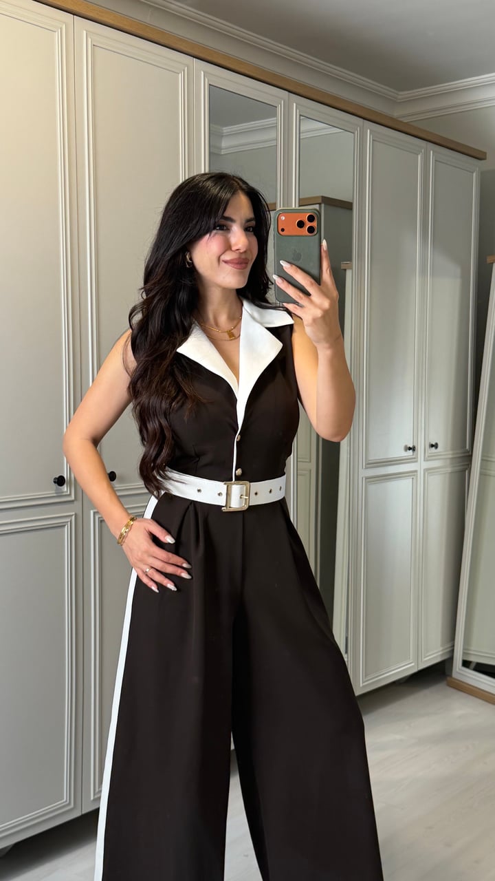 Stella Kahverengi Garnili Şeritli Tulum