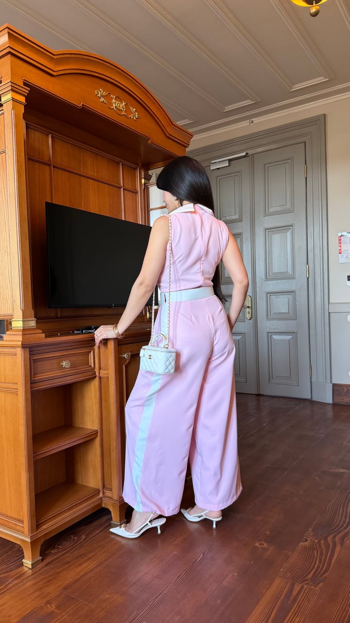 Stella Pembe Garnili Şeritli Tulum