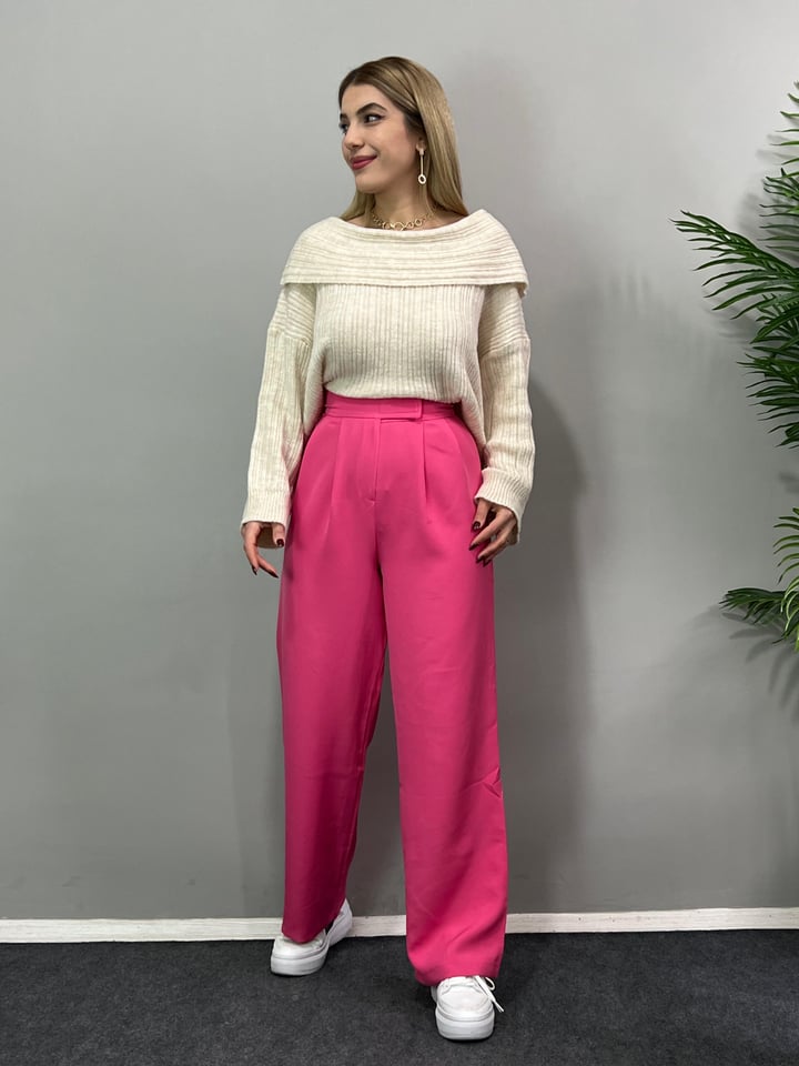Suby Pembe Cırtlı Palazzo Pantolon