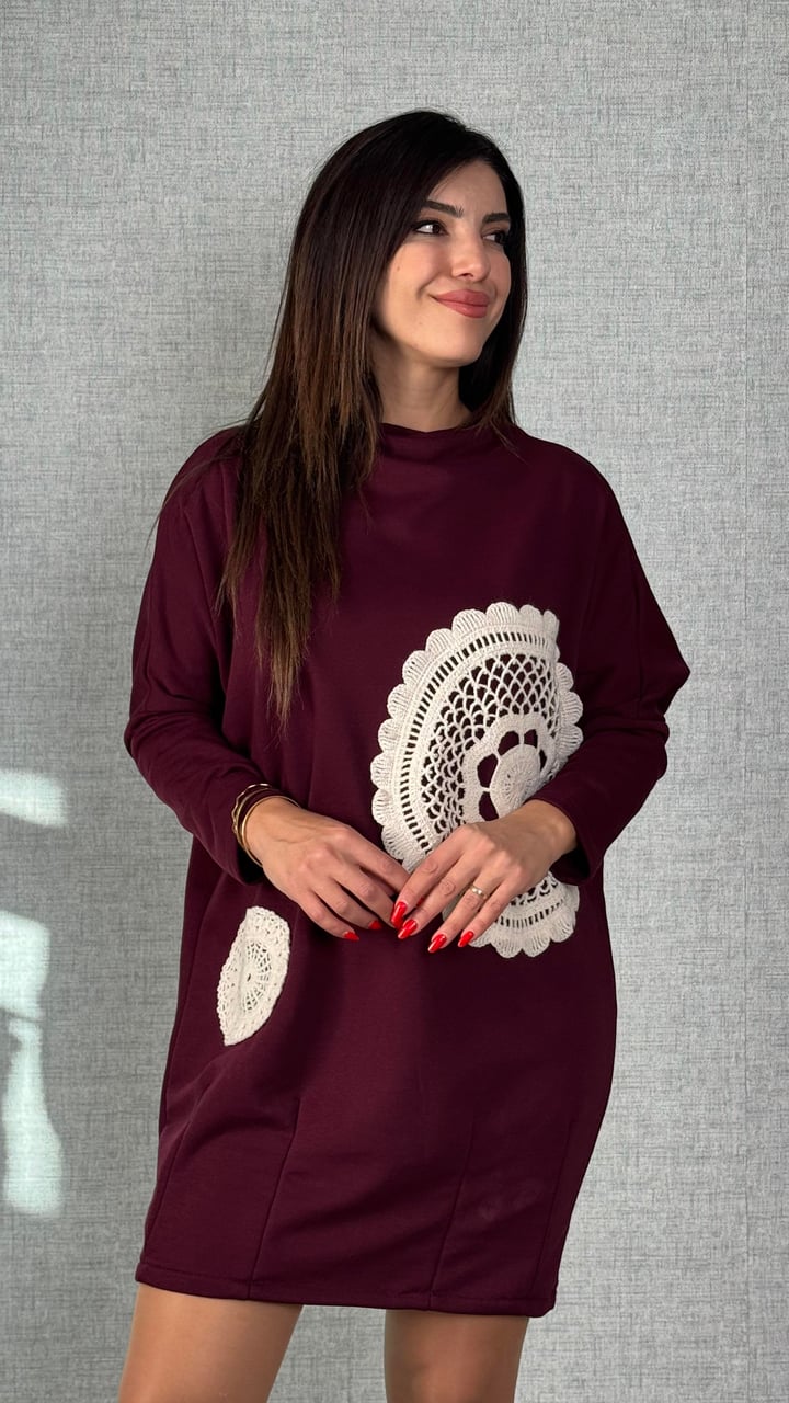 Teresa Bordo Dantel İşlemeli Salaş Elbise