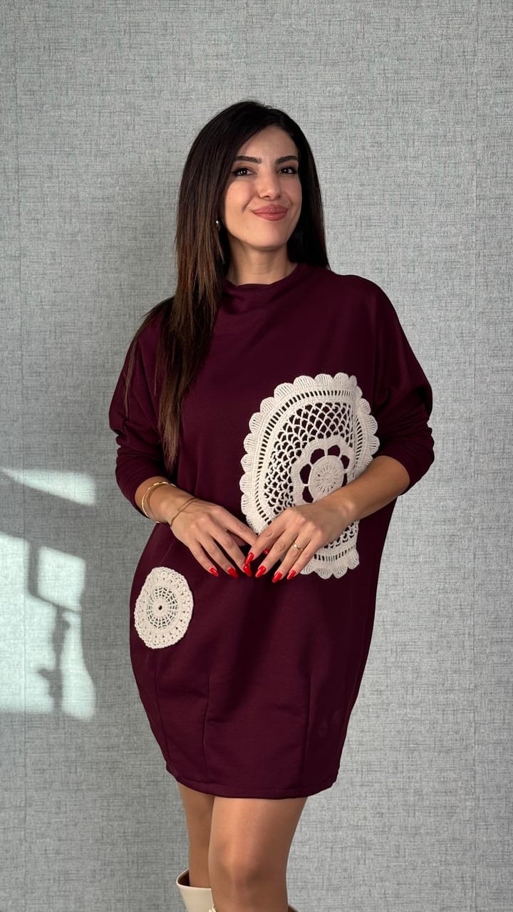 Teresa Bordo Dantel İşlemeli Salaş Elbise