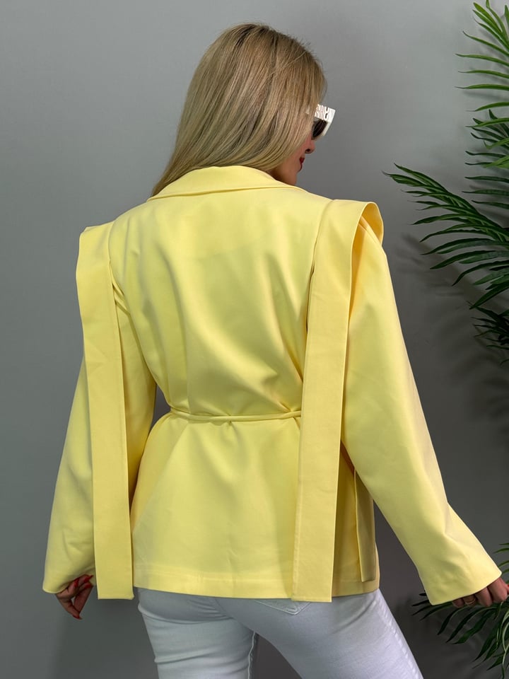 Tia Sarı Tasarım Blazer Astarlı Ceket 