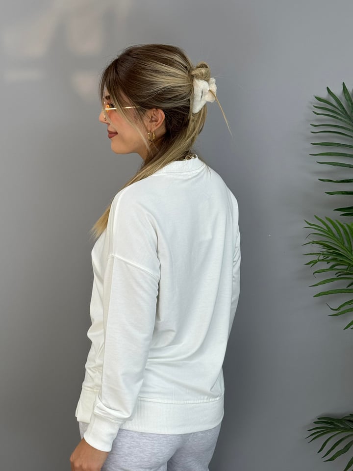 Tomi Beyaz Bisiklet Yaka SweatShirt