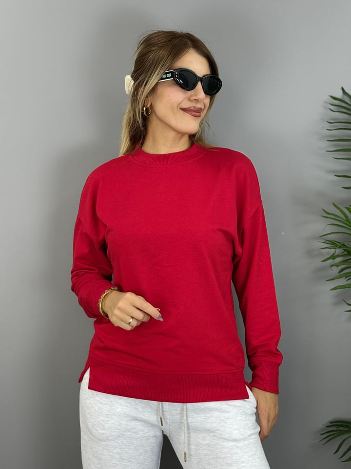 Tomi Kırmızı Bisiklet Yaka SweatShirt