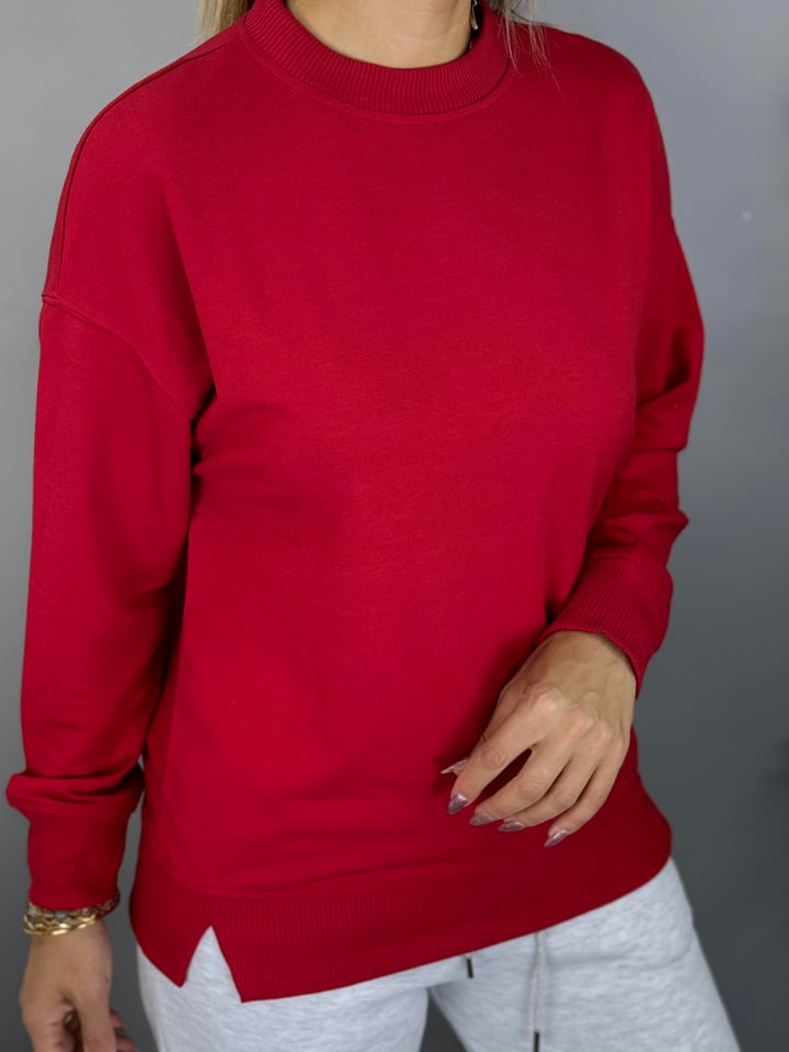 Tomi Kırmızı Bisiklet Yaka SweatShirt