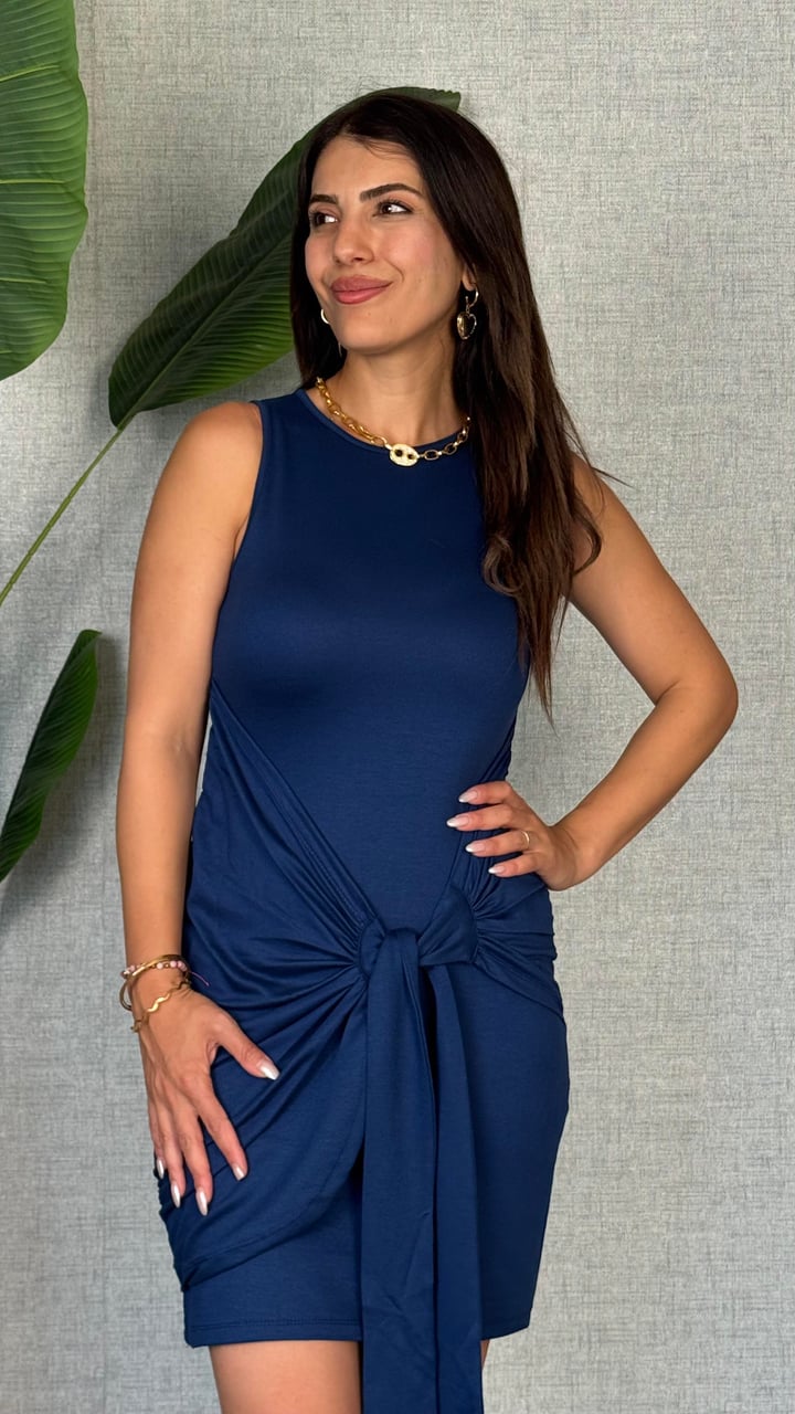 Tonia indigo Belden Bağlamalı Elbise