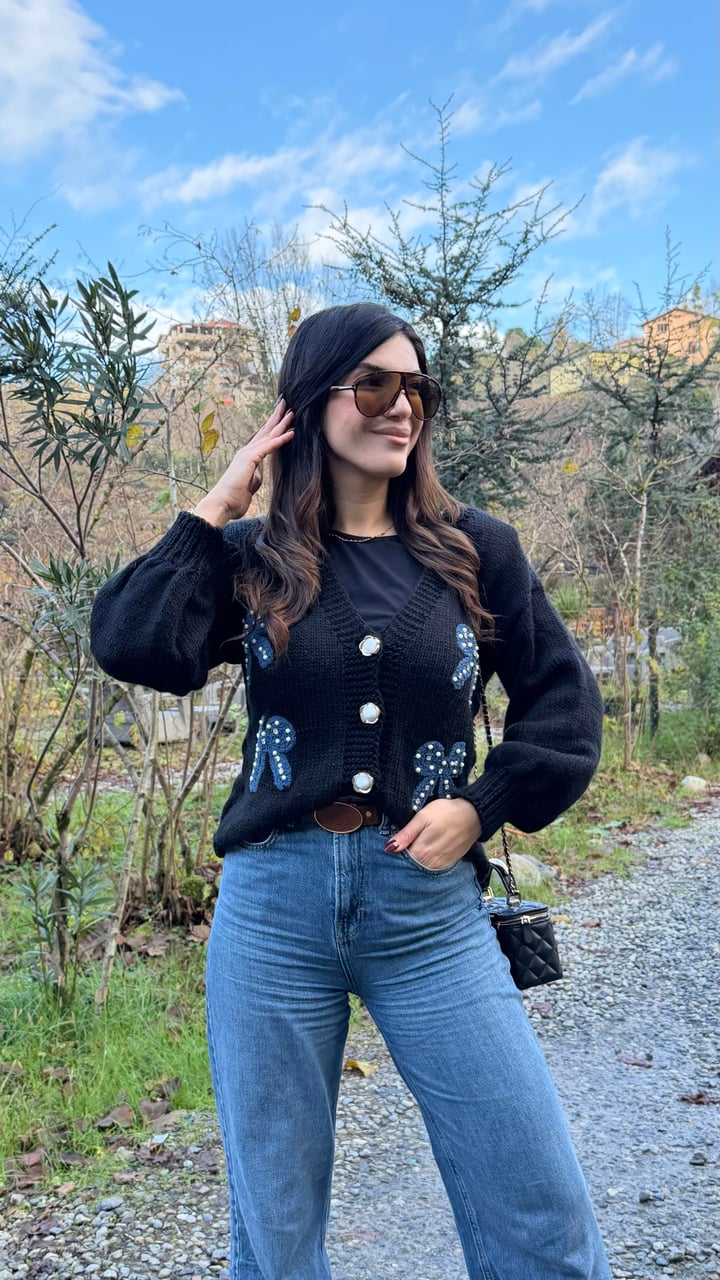 Vanne Siyah Pinterest Kurdeleli Triko Hırka