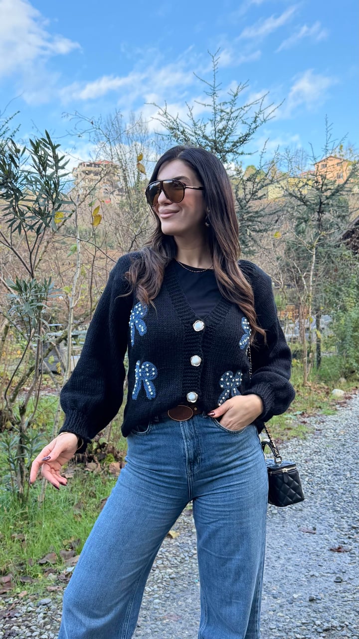 Vanne Siyah Pinterest Kurdeleli Triko Hırka