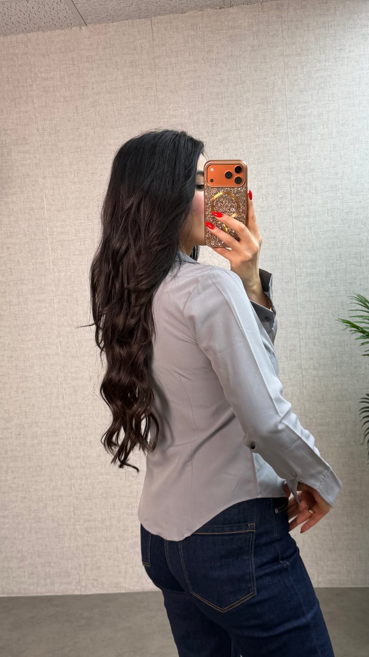 Vavi Gri Uzun Kollu Basic Gömlek