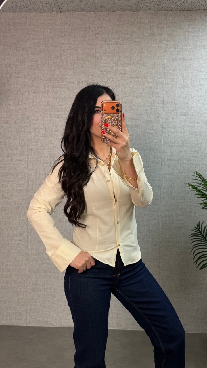 Vavi Sarı Uzun Kollu Basic Gömlek