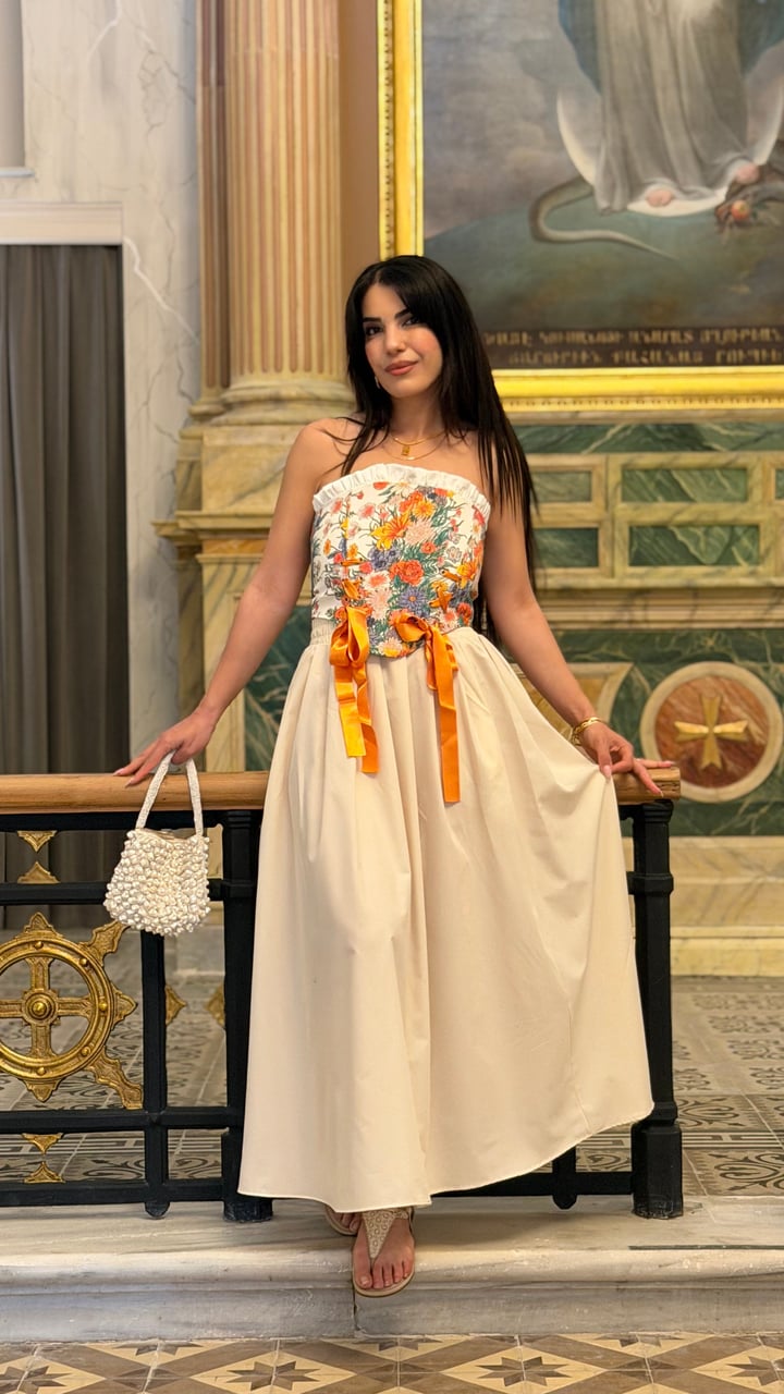 Verona Taş Rengi Beli Lastikli Poplin Etek
