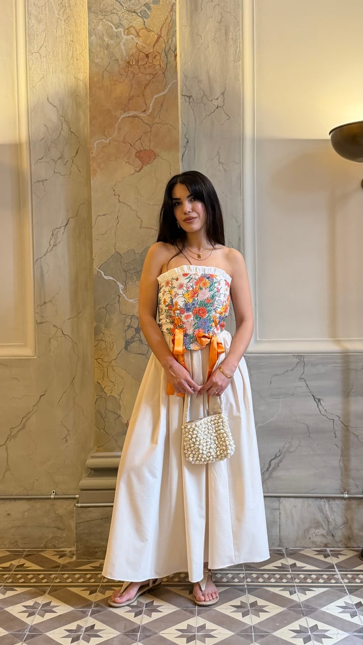Verona Turuncu Çiçek Desenli Korse