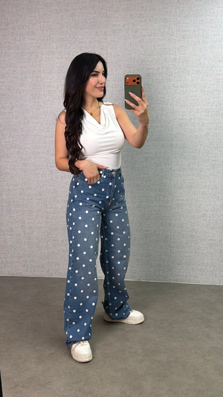 Viral Puantiye Desenli Jean