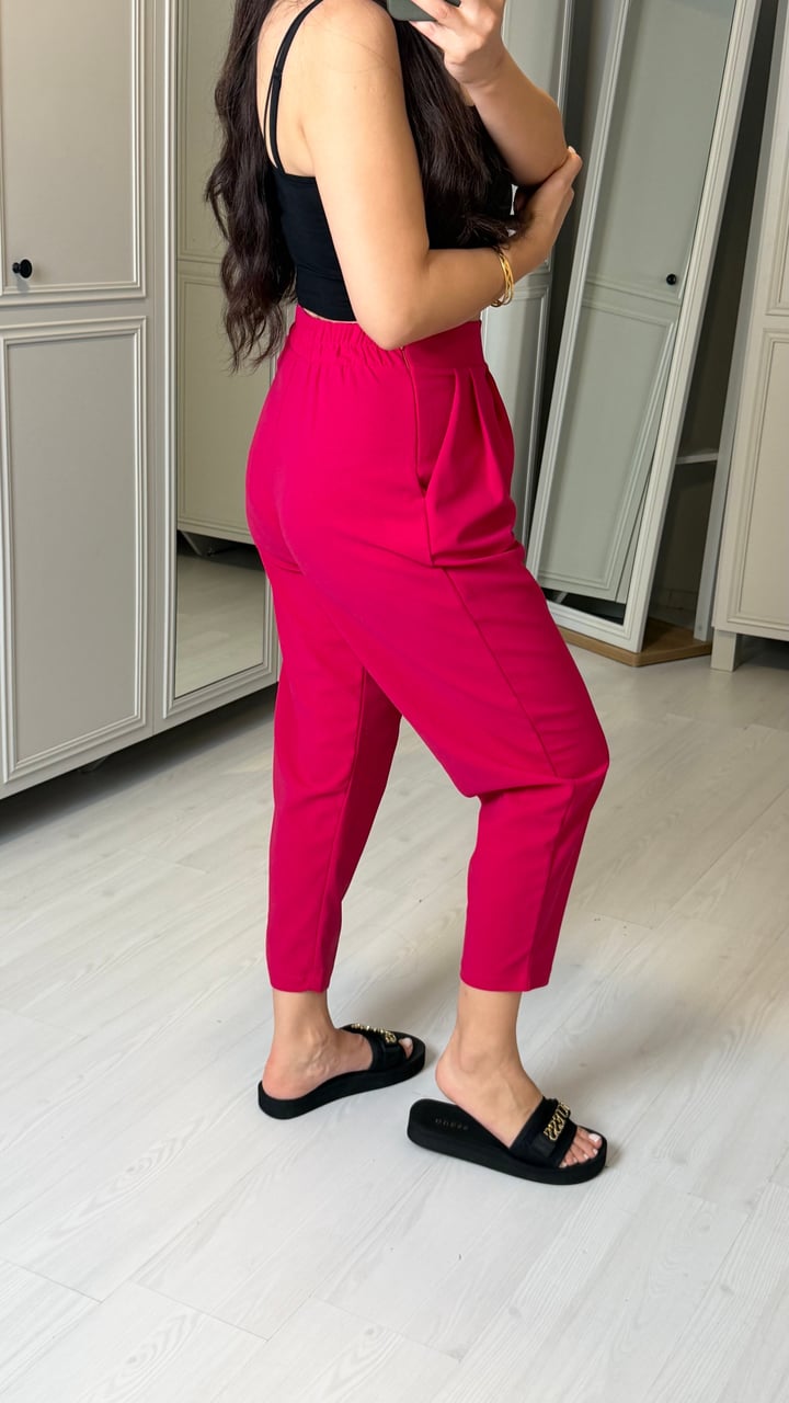 Zenna Fuşya  Krem Harem Pantolon