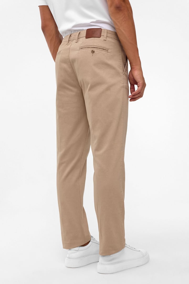 Bej Regular Armürlü Chino Pantolon