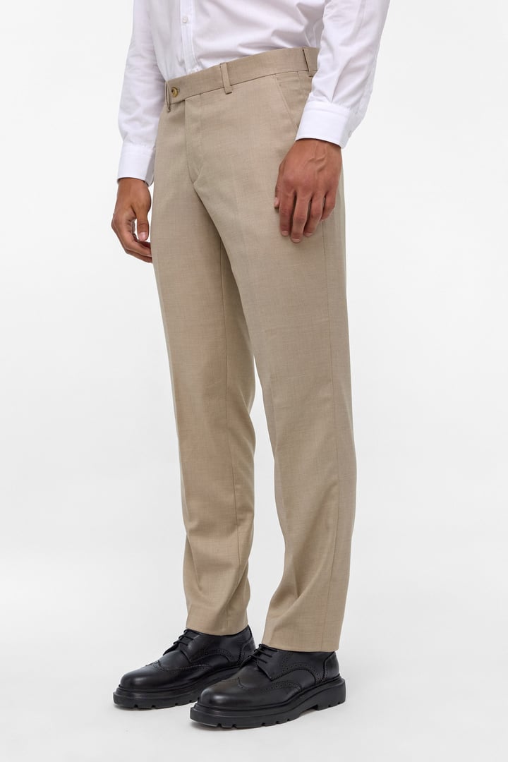 Bej Regular Armürlü Pantolon