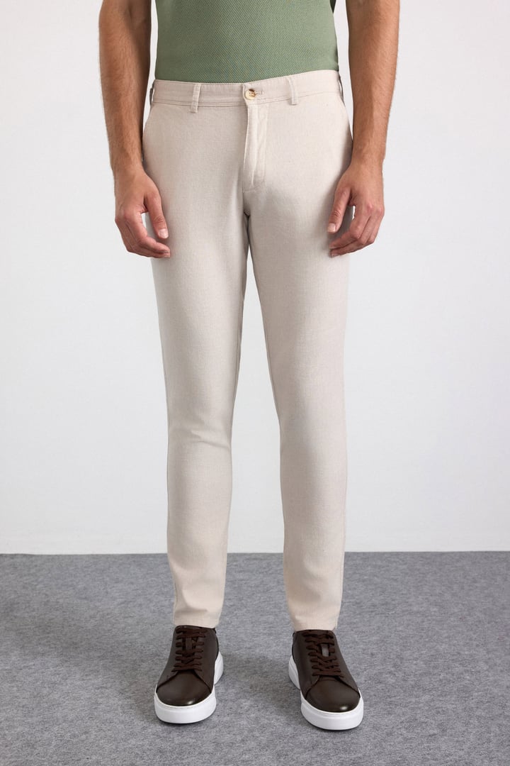 Bej Slim Casual Pantolon