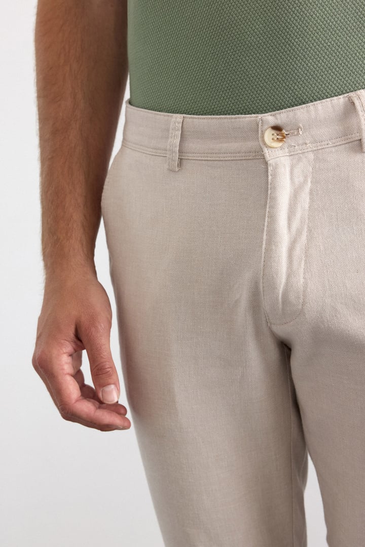 Bej Slim Casual Pantolon