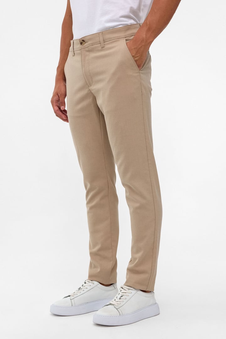 Bej Slim Desenli Pantolon