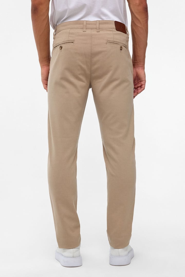 Bej Slim Desenli Pantolon