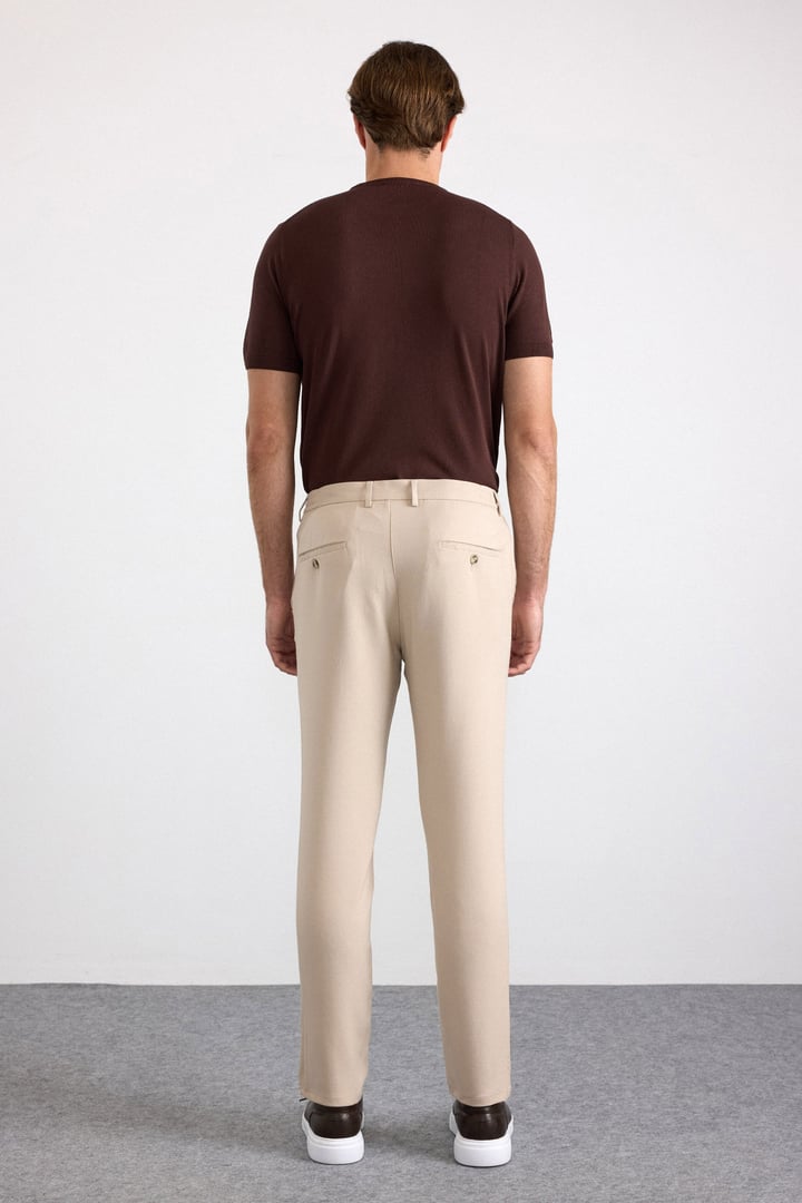 Bej Slim Düz Jogger Pantolon