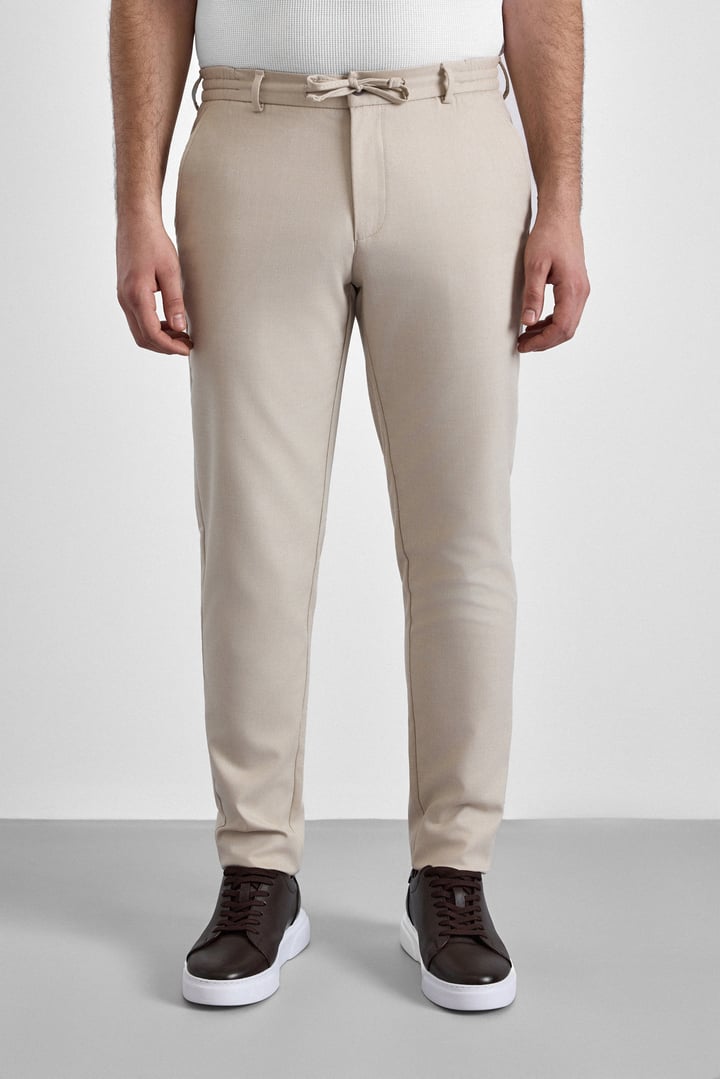 Bej Slim Düz Jogger Pantolon