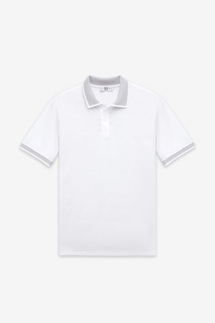 Beyaz Regular Düz Baskısız Pike Polo Yaka Standart Tişört