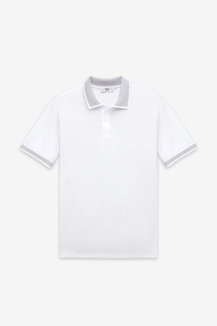 Beyaz Regular Düz Baskısız Pike Polo Yaka Standart Tişört