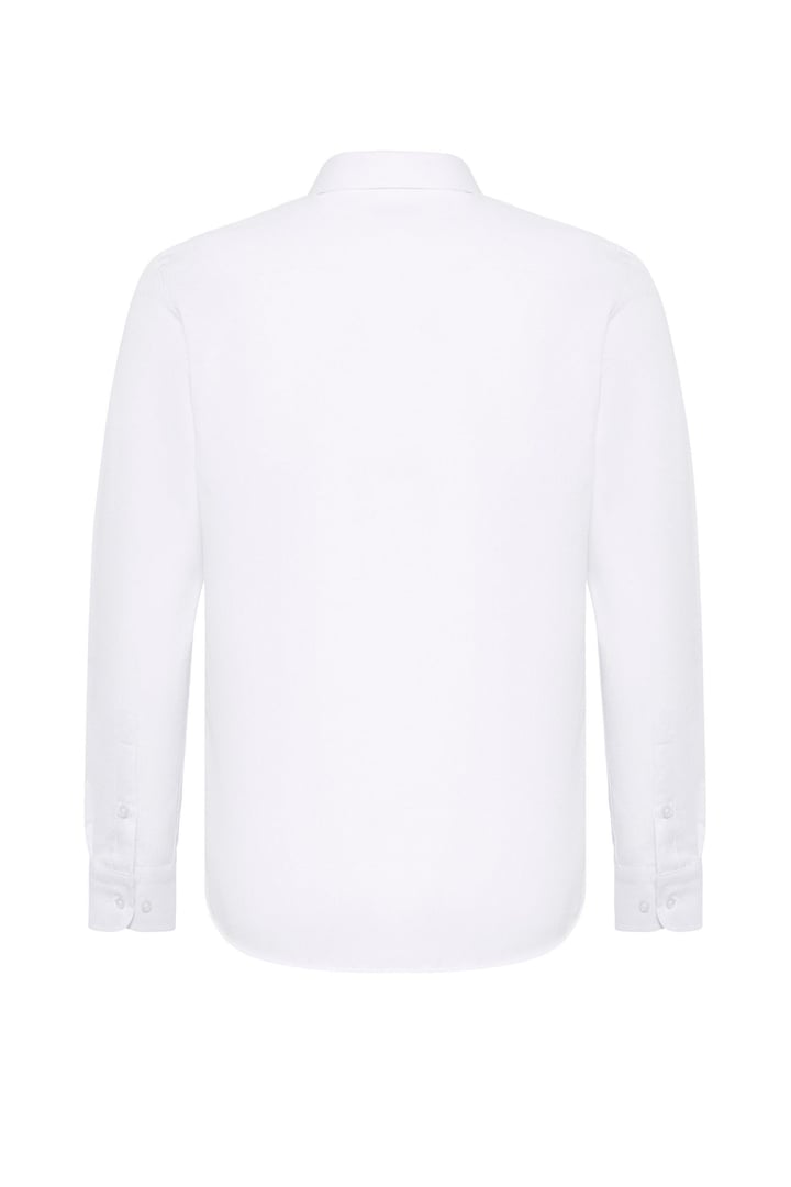 Beyaz Slim Fit Düz Klasik Yaka Gömlek