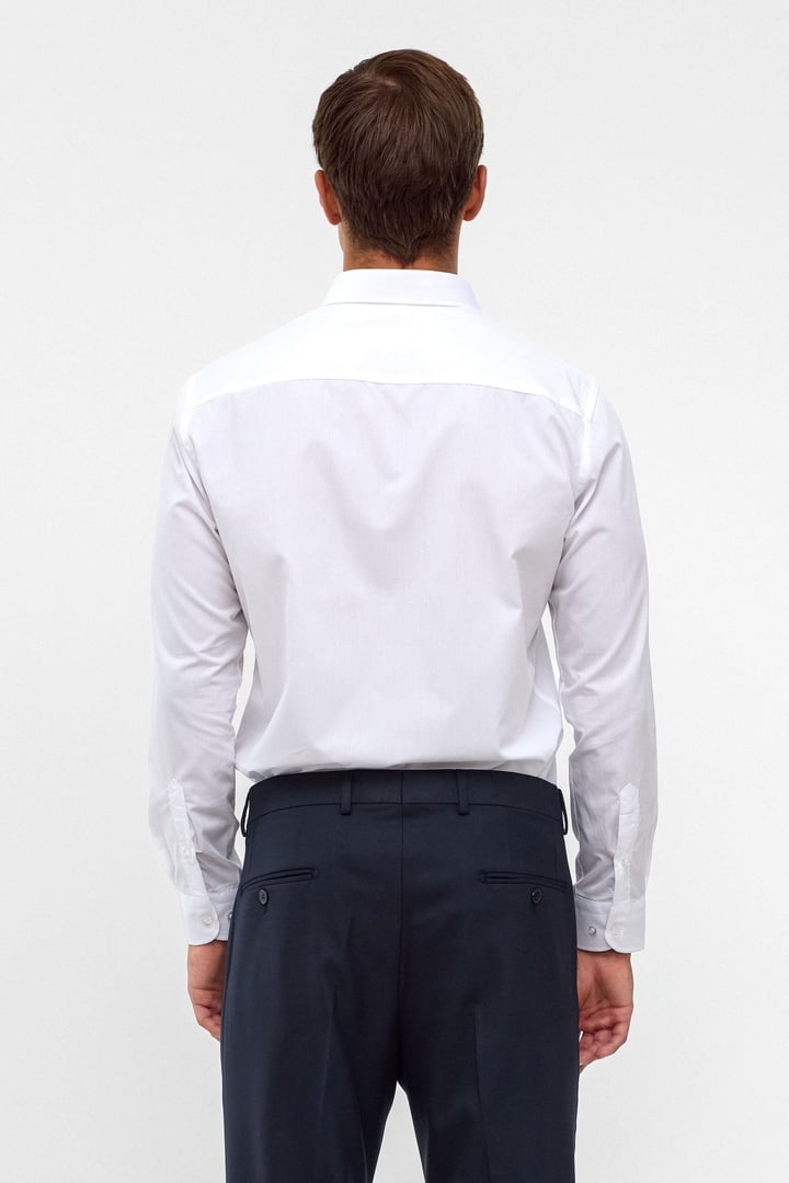 Beyaz Slim Fit Düz Klasik Yaka Gömlek