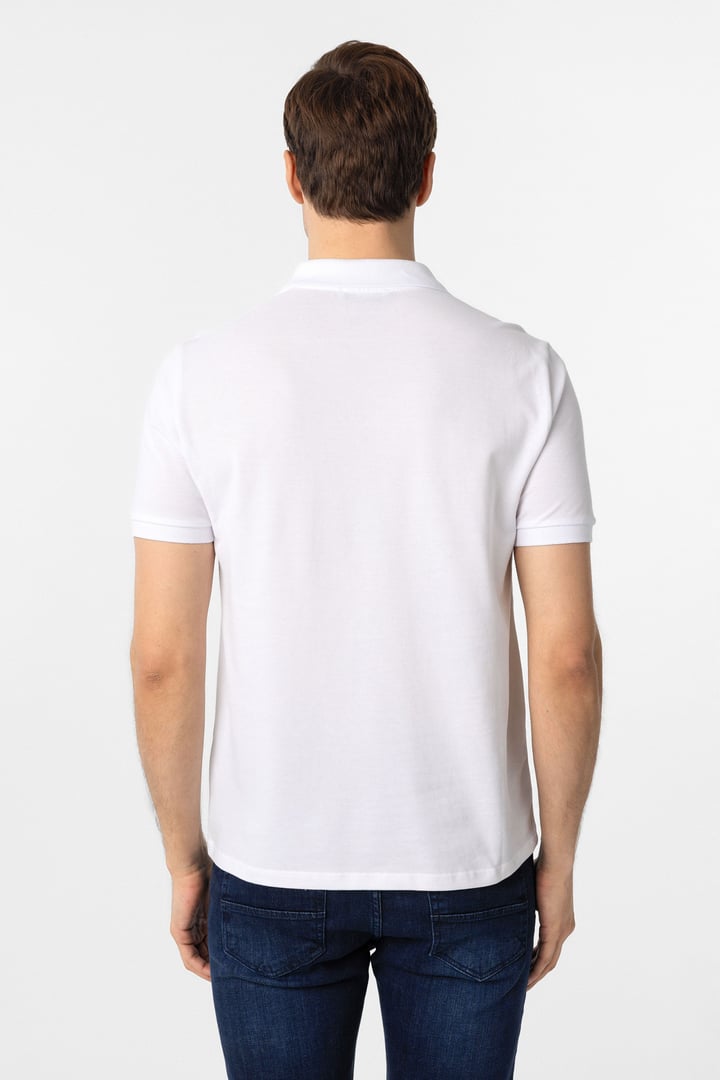 Beyaz Slim Fit Düz Polo Yaka Tişört