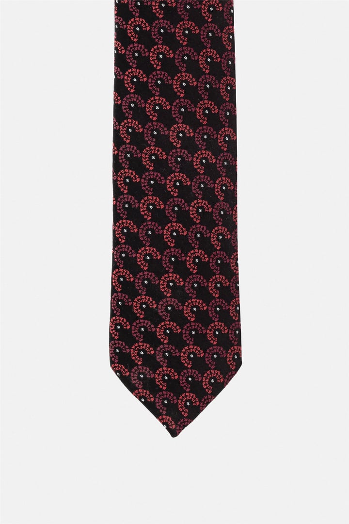 Bordo Baskılı Kravat