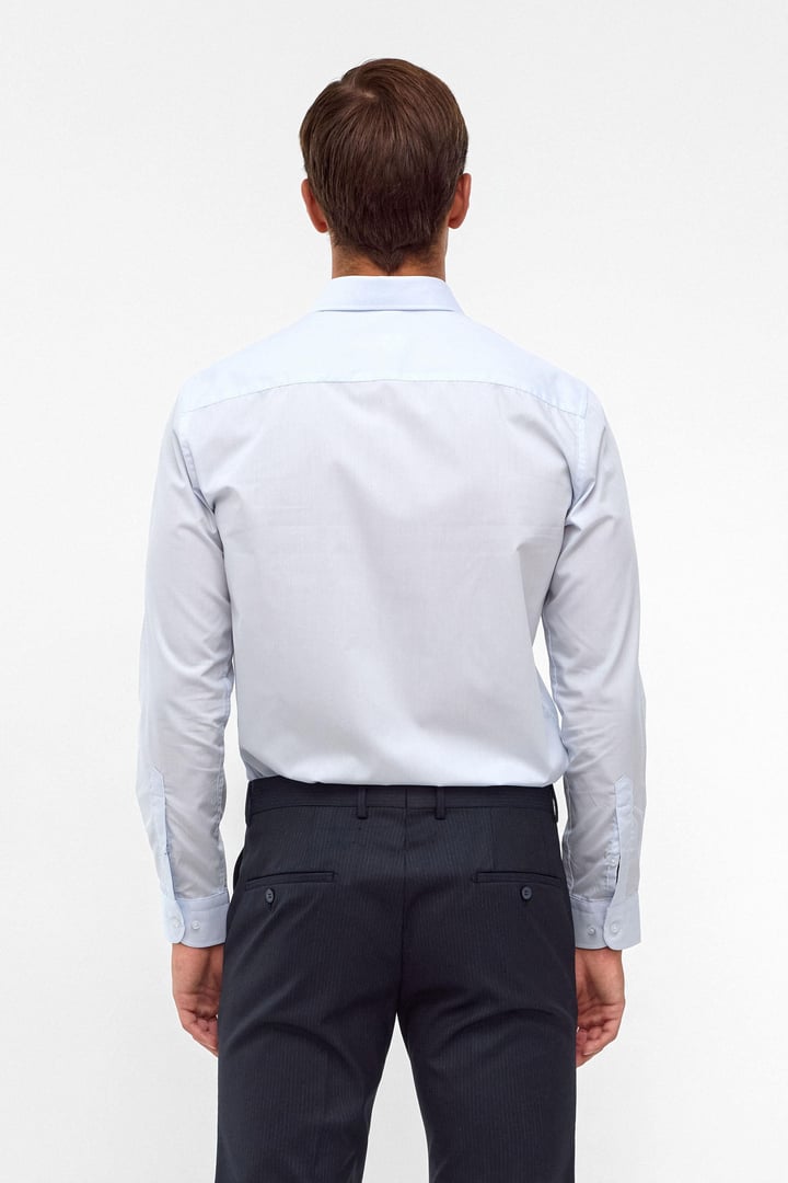 Buz Mavi Slim Fit Düz Klasik Yaka Gömlek