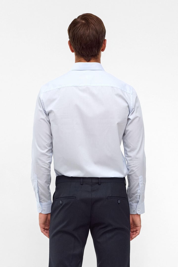 Buz Mavi Slim Fit Düz Klasik Yaka Gömlek