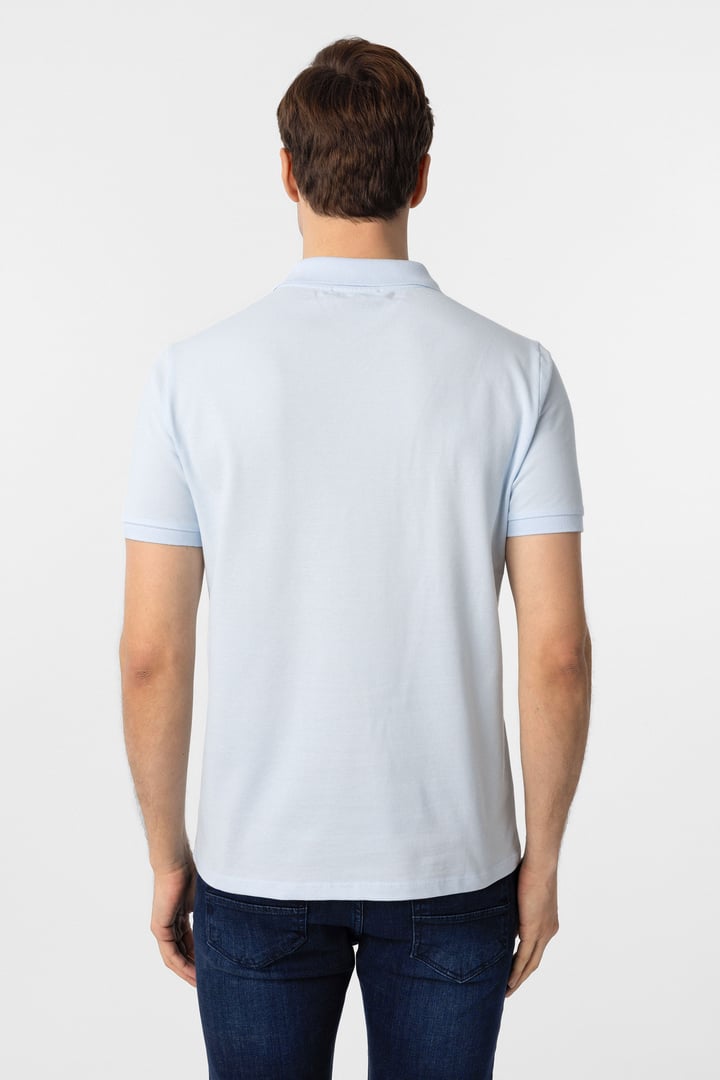 Buz Mavi Slim Fit Düz Polo Yaka Tişört