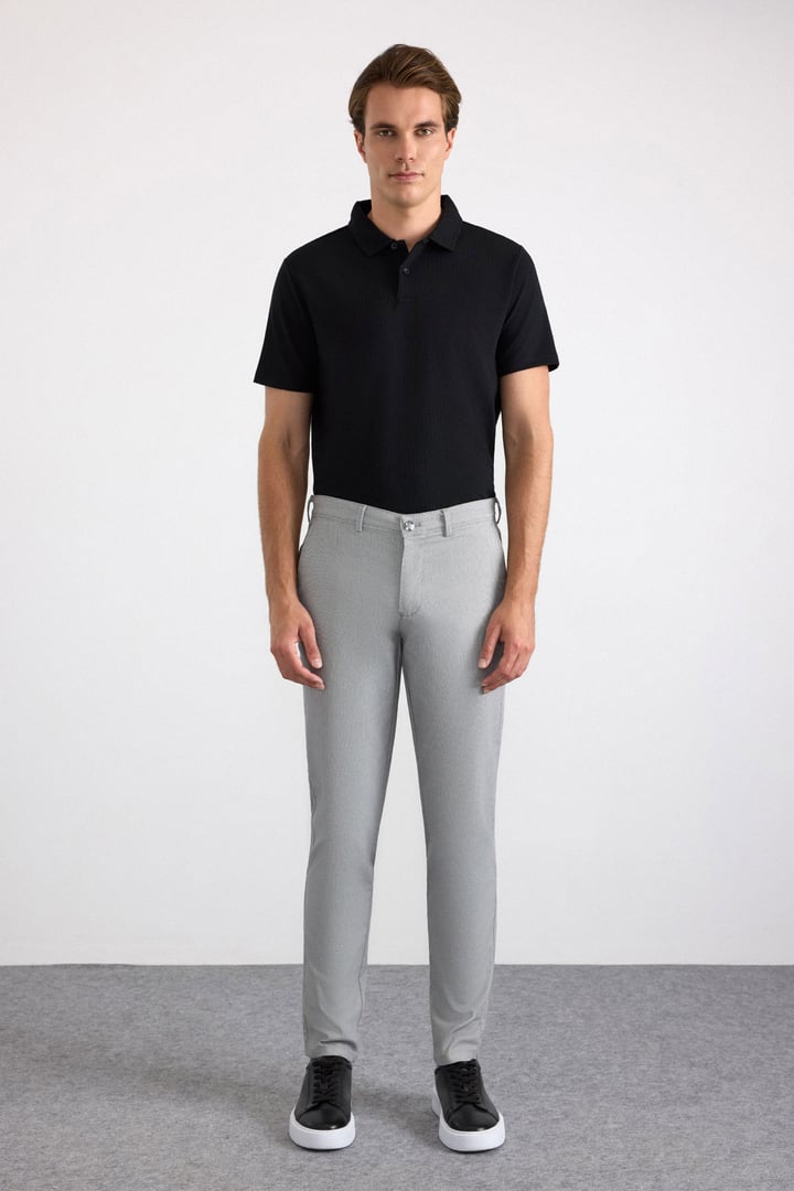 Gri Slim Casual Pantolon