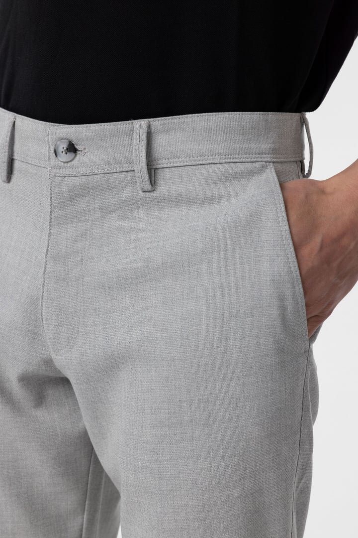 Gri Slim Fit Desenli Kumaş Pantolon