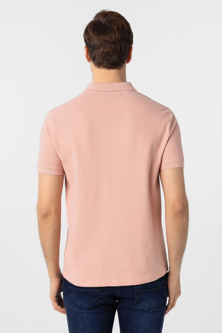 Gül Kurusu Slim Fit Düz Polo Yaka Tişört