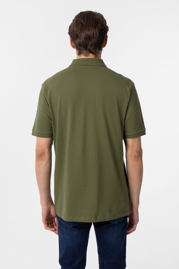 Haki Regular Düz Polo Yaka Tişört