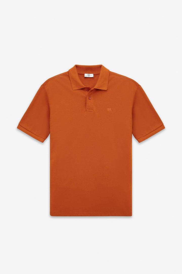 Kiremit Regular Düz Baskısız Pike Düğmeli Polo Yaka Tişört