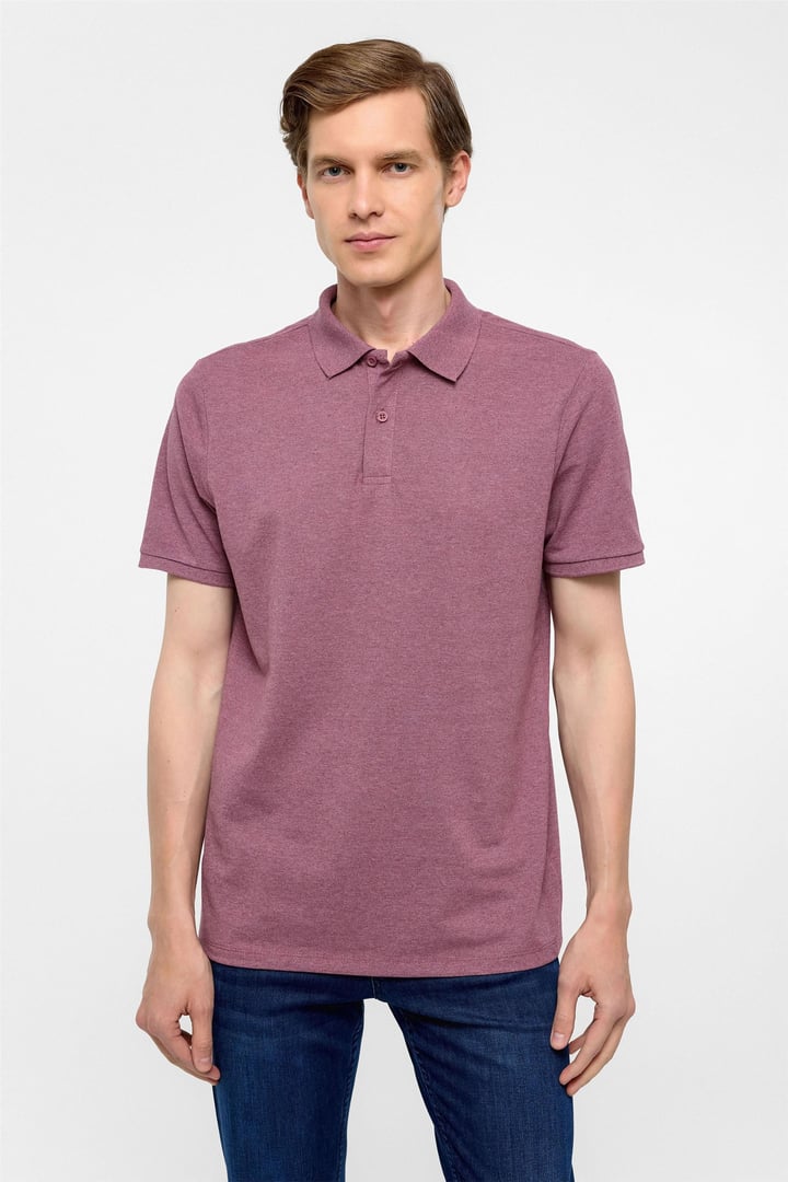 Koyu Bordo Regular Armürlü Polo Yaka Tişört