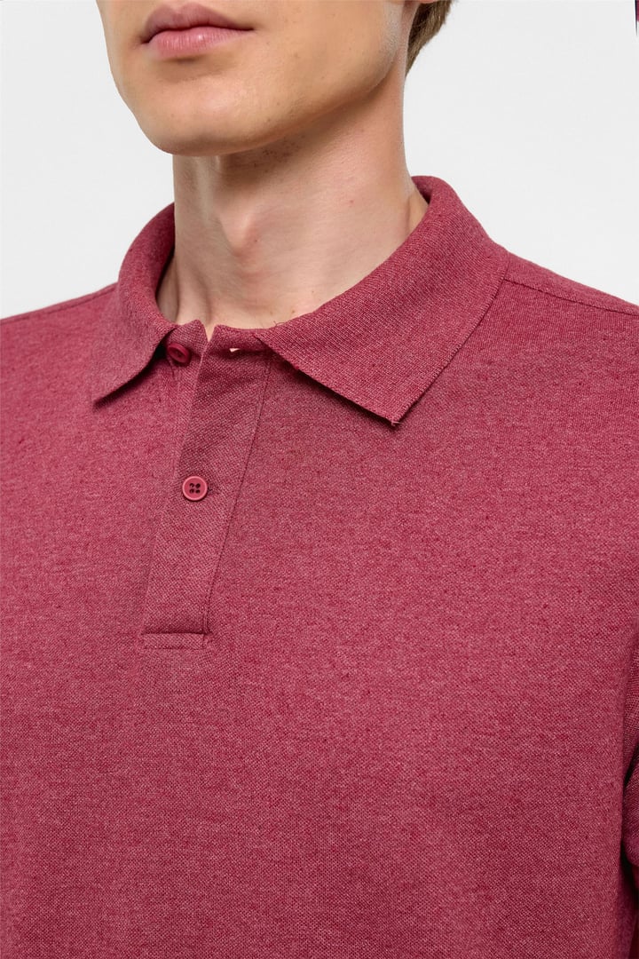 Koyu Bordo Regular Armürlü Polo Yaka Tişört