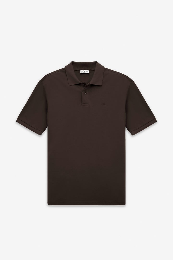 Koyu Kahve Regular Düz Baskısız Pike Düğmeli Polo Yaka Standart Tişört