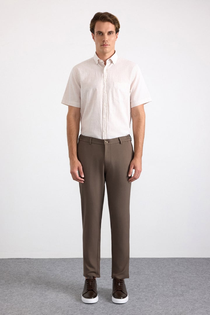 Koyu Kahve Slim Düz Jogger Pantolon