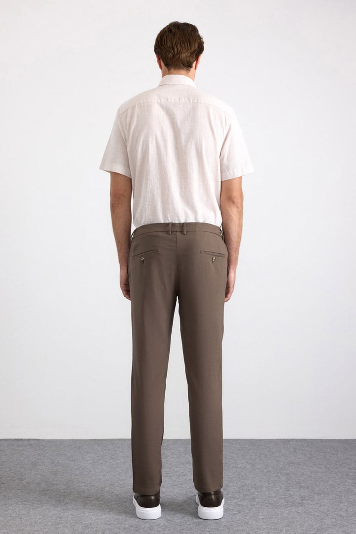 Koyu Kahve Slim Düz Jogger Pantolon
